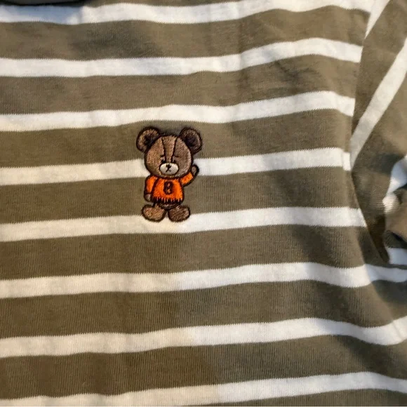 Kids Striped Kids Shirt with Bear Patch Size 4T - Picture 2 of 5